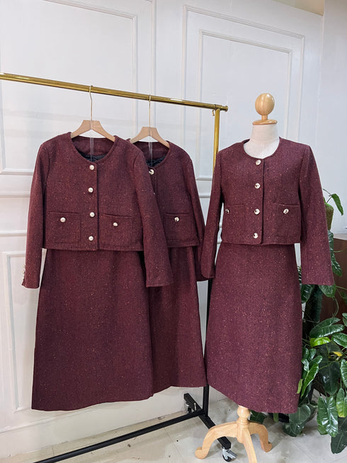 Premium Quality Tweed Jacket With Mid-Length Skirts Sets